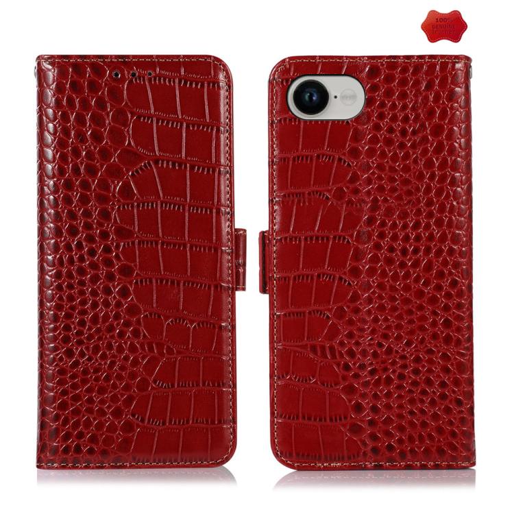 For iPhone 16e Crocodile Top Layer Cowhide Leather Phone Case(Red) - iPhone 16e Cases by PMC TechLife | Online Shopping South Africa | PMC TechLife | Buy Now Pay Later Mobicred