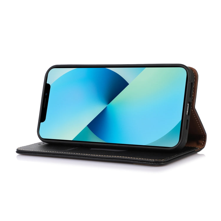 For iPhone 16 Plus KHAZNEH Nappa Top Layer Cowhide Leather Phone Case(Black) - iPhone 16 Plus Cases by PMC TechLife | Online Shopping South Africa | PMC TechLife | Buy Now Pay Later Mobicred