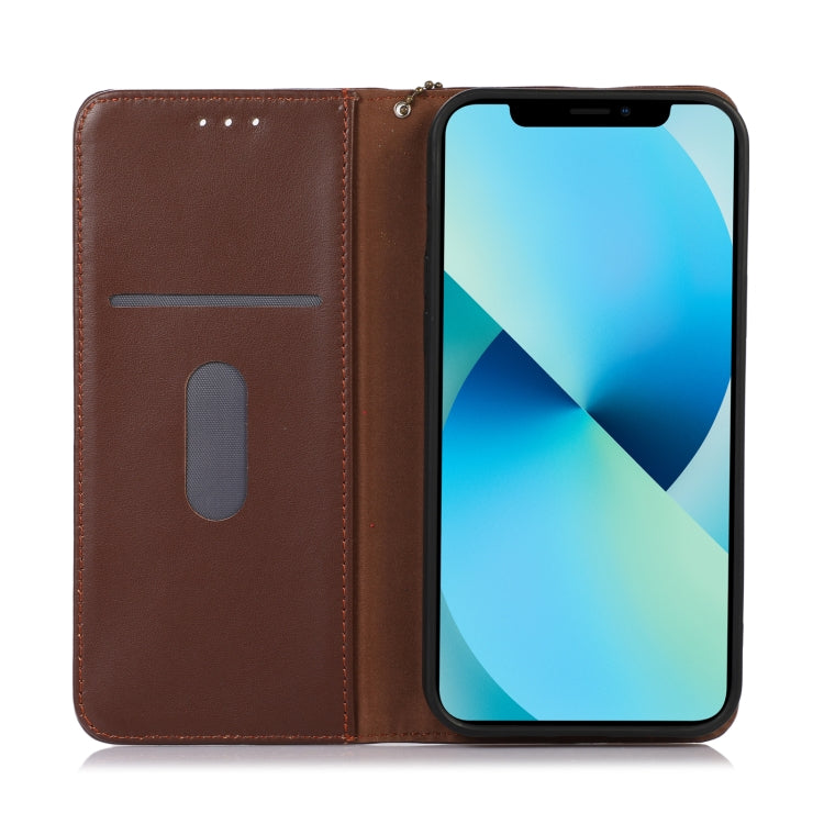 For iPhone 16 Plus KHAZNEH Nappa Top Layer Cowhide Leather Phone Case(Brown) - iPhone 16 Plus Cases by PMC TechLife | Online Shopping South Africa | PMC TechLife | Buy Now Pay Later Mobicred
