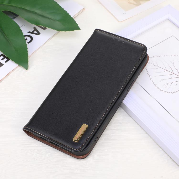 For iPhone 16e KHAZNEH Nappa Top Layer Cowhide Leather Phone Case(Black) - iPhone 16e Cases by PMC TechLife | Online Shopping South Africa | PMC TechLife | Buy Now Pay Later Mobicred