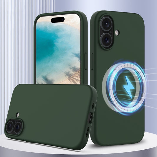 For iPhone 16 Shockproof Silicone Magsafe Phone Case(Dark Green) - iPhone 16 Cases by PMC Jewellery | Online Shopping South Africa | PMC Jewellery | Buy Now Pay Later Mobicred