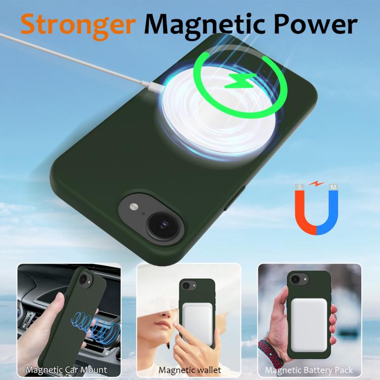 For iPhone 16e Shockproof Silicone Magsafe Phone Case(Dark Green) - iPhone 16e Cases by PMC TechLife | Online Shopping South Africa | PMC TechLife | Buy Now Pay Later Mobicred