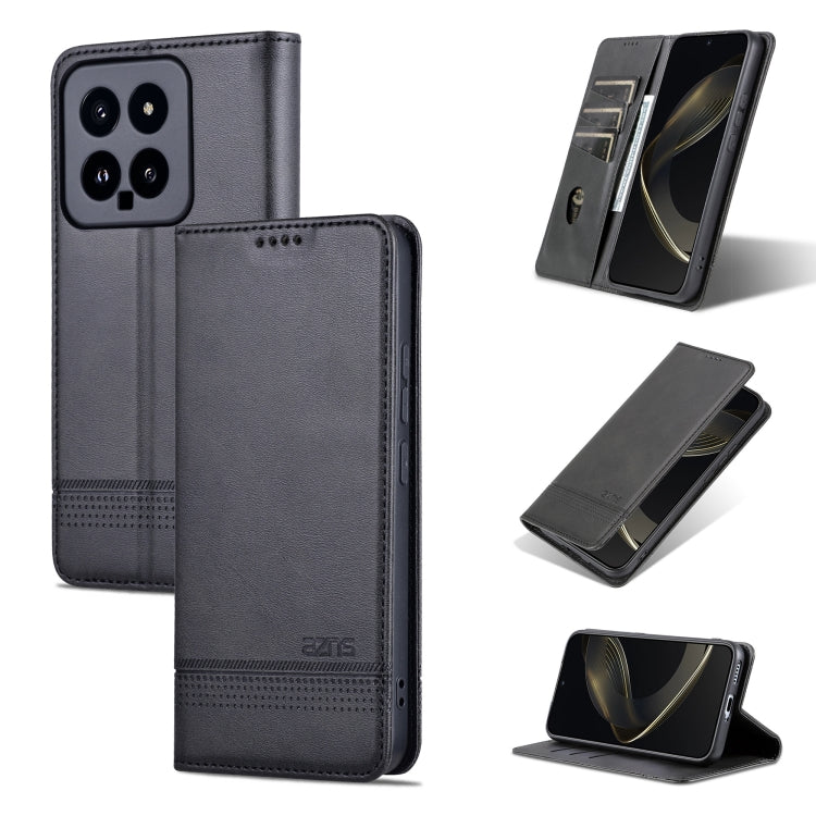 For Xiaomi 14 AZNS Magnetic Calf Texture Flip Leather Phone Case(Black) - 14 Cases by AZNS | Online Shopping South Africa | PMC Jewellery | Buy Now Pay Later Mobicred