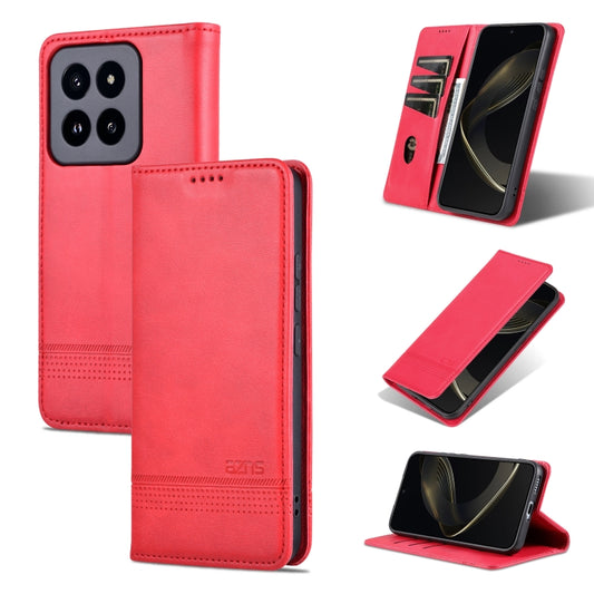 For Xiaomi 14 Pro AZNS Magnetic Calf Texture Flip Leather Phone Case(Red) - 14 Pro Cases by AZNS | Online Shopping South Africa | PMC Jewellery | Buy Now Pay Later Mobicred