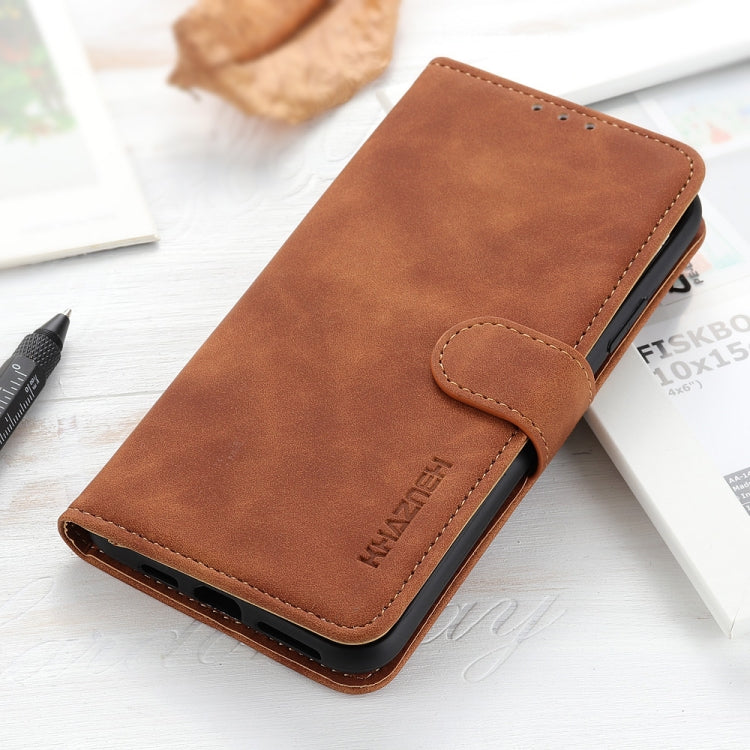For iPhone 16e KHAZNEH Retro Texture Leather Phone Case(Brown) - iPhone 16e Cases by PMC TechLife | Online Shopping South Africa | PMC TechLife | Buy Now Pay Later Mobicred