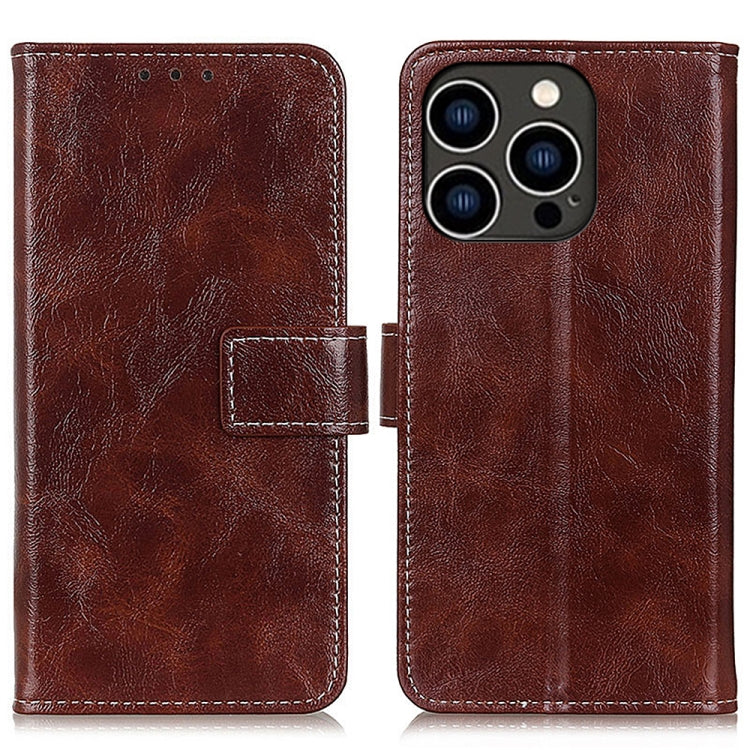 For iPhone 16 Pro Retro Crazy Horse Texture Horizontal Flip Leather Phone Case(Brown) - iPhone 16 Pro Cases by PMC TechLife | Online Shopping South Africa | PMC TechLife | Buy Now Pay Later Mobicred
