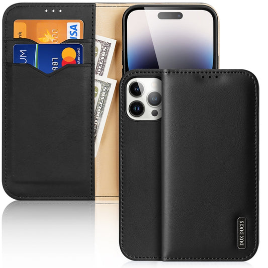 For iPhone 15 Pro Max DUX DUCIS Hivo Series Cowhide + PU + TPU Flip Phone Case(Black) - iPhone 15 Pro Max Cases by DUX DUCIS | Online Shopping South Africa | PMC Jewellery | Buy Now Pay Later Mobicred