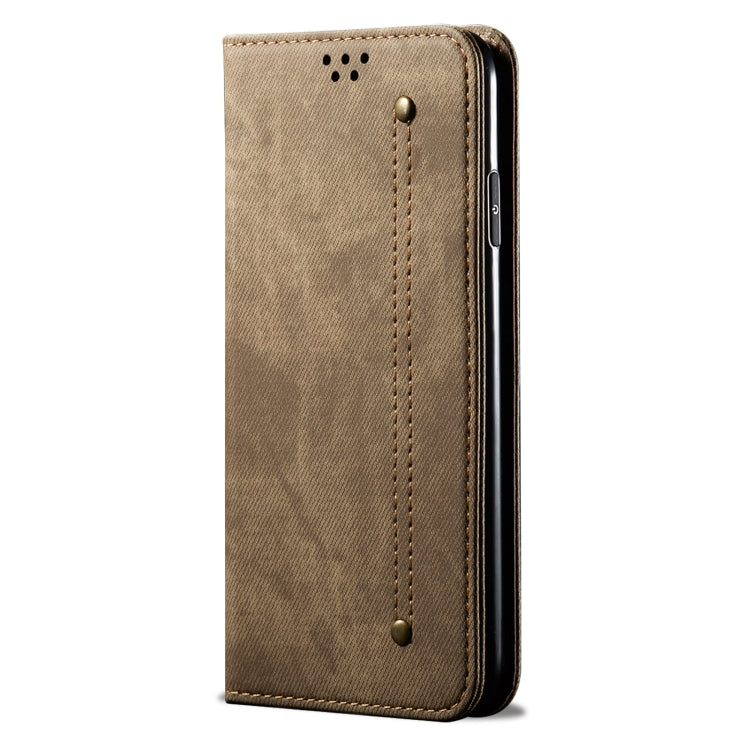 For vivo X100 Pro Denim Texture Flip Leather Phone Case(Khaki) - X100 Pro Cases by imak | Online Shopping South Africa | PMC Jewellery | Buy Now Pay Later Mobicred