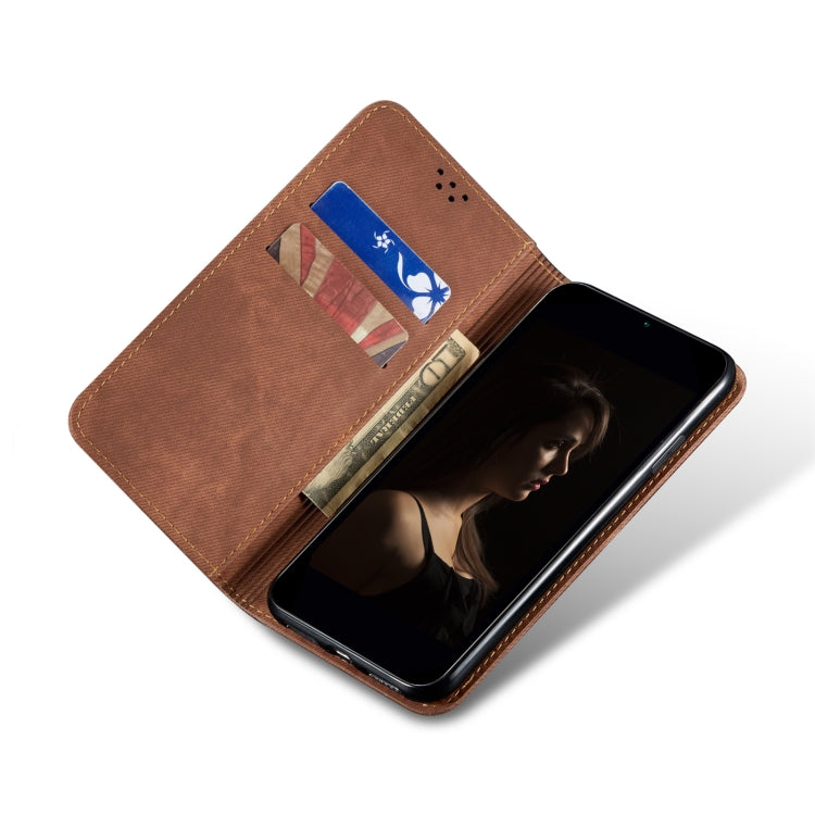 For vivo X100 Pro Denim Texture Flip Leather Phone Case(Brown) - X100 Pro Cases by imak | Online Shopping South Africa | PMC Jewellery