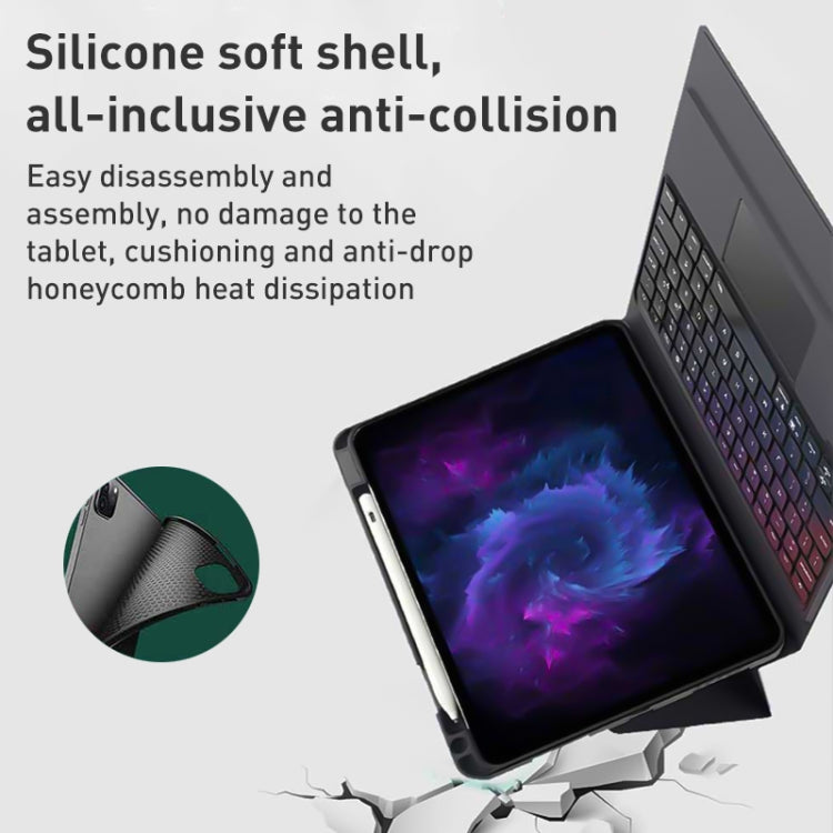 For iPad Pro 11 2022 / 2021 / 2020 Integrated Bluetooth Keyboard Leather Case with Backlight & Touchpad(Black) - For iPad Pro by PMC TechLife | Online Shopping South Africa | PMC TechLife