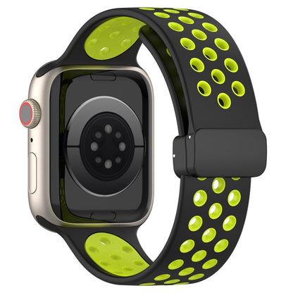 For Apple Watch Ultra 2 49mm Magnetic Buckle Silicone Watch Band(Black Limes) - Watch Bands by PMC Jewellery | Online Shopping South Africa | PMC Jewellery