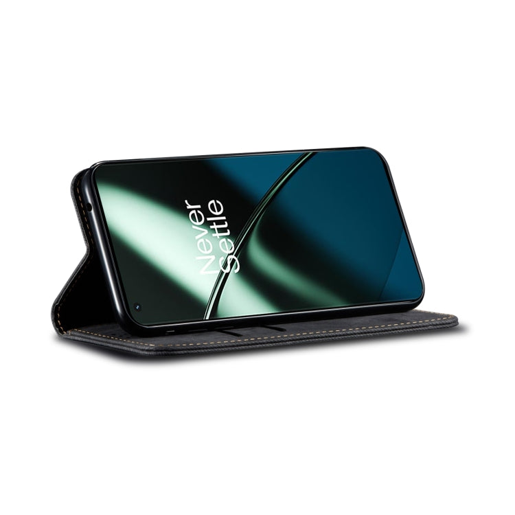 For Honor 90 Pro Denim Texture Flip Leather Phone Case(Black) - Honor Cases by PMC TechLife | Online Shopping South Africa | PMC TechLife | Buy Now Pay Later Mobicred