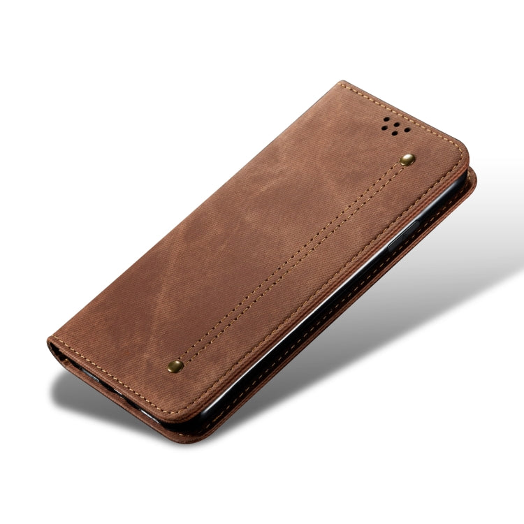 For Honor 100 Denim Texture Flip Leather Phone Case(Brown) - Honor Cases by PMC TechLife | Online Shopping South Africa | PMC TechLife | Buy Now Pay Later Mobicred