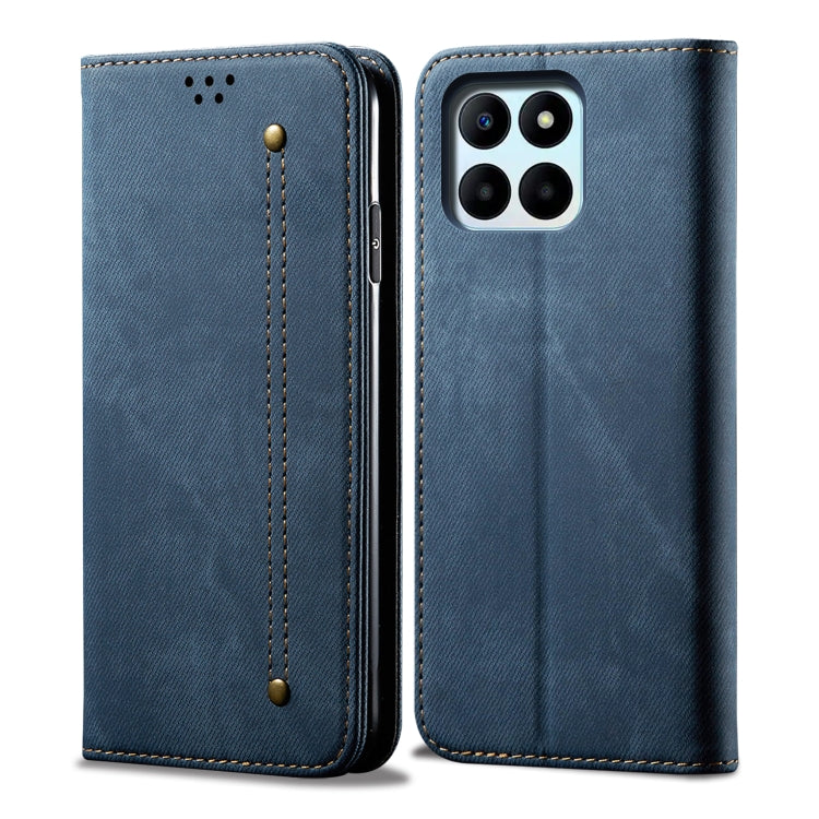 For Honor X8b 4G Global Denim Texture Flip Leather Phone Case(Blue) - Honor Cases by PMC TechLife | Online Shopping South Africa | PMC TechLife | Buy Now Pay Later Mobicred