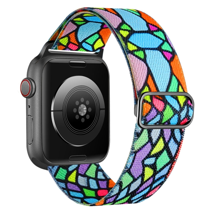 For Apple Watch 3 38mm Painted Pattern Nylon Replacement Watch Band(Geometric Rainbow) - Watch Bands by PMc TechLife | Online Shopping South Africa | PMc TechLife | Buy Now Pay Later Mobicred