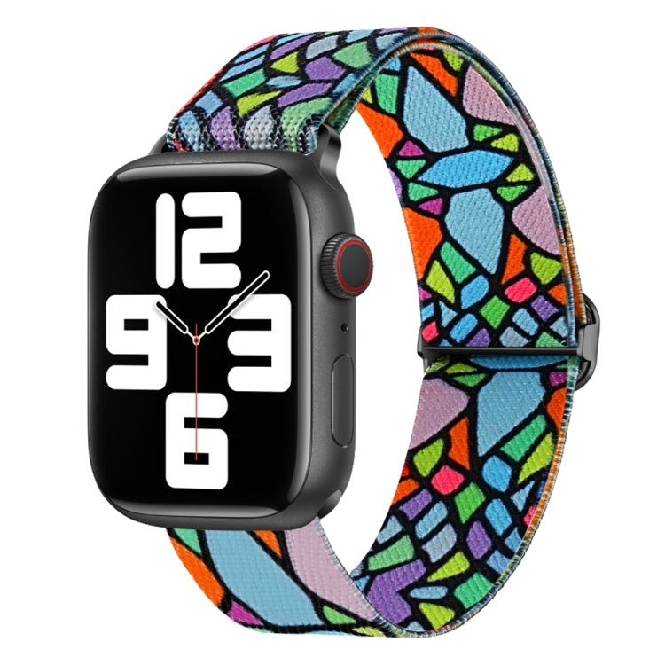 For Apple Watch 9 41mm Painted Pattern Nylon Replacement Watch Band(Geometric Rainbow) - Watch Bands by PMc TechLife | Online Shopping South Africa | PMc TechLife | Buy Now Pay Later Mobicred