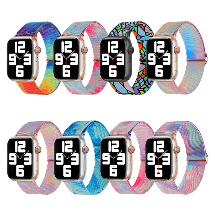For Apple Watch 9 45mm Painted Pattern Nylon Replacement Watch Band(Flower Butterfly) - Watch Bands by PMc TechLife | Online Shopping South Africa | PMc TechLife | Buy Now Pay Later Mobicred