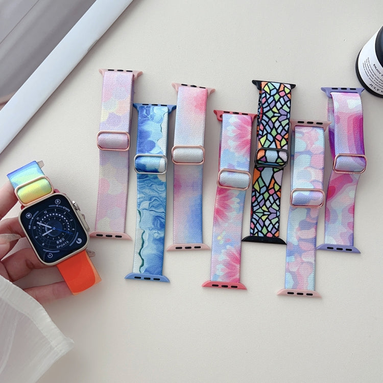 For Apple Watch 38mm Painted Pattern Nylon Replacement Watch Band(Ladder Purple Blue) - Watch Bands by PMc TechLife | Online Shopping South Africa | PMc TechLife | Buy Now Pay Later Mobicred