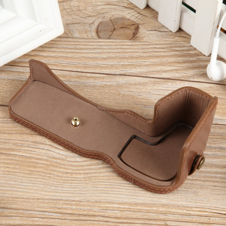 For Canon EOS R8 1/4 inch Thread PU Leather Camera Half Case Base(Coffee) - Half Case by PMC TechLife | Online Shopping South Africa | PMC TechLife | Buy Now Pay Later Mobicred