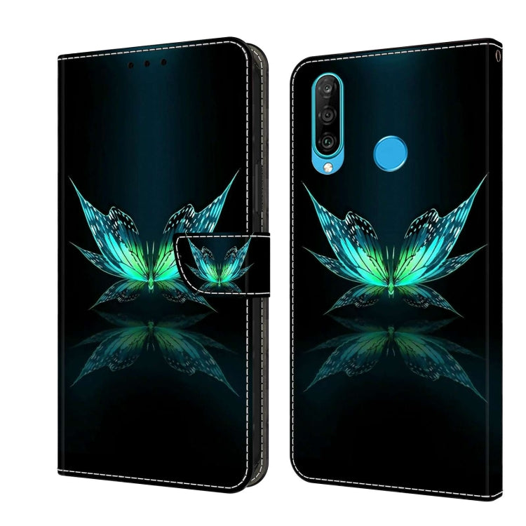 For Huawei P30 Lite Crystal 3D Shockproof Protective Leather Phone Case(Reflection Dutterfly) - Huawei Cases by PMC Jewellery | Online Shopping South Africa | PMC Jewellery | Buy Now Pay Later Mobicred