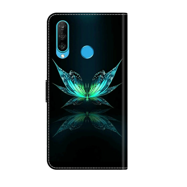 For Huawei P30 Lite Crystal 3D Shockproof Protective Leather Phone Case(Reflection Dutterfly) - Huawei Cases by PMC Jewellery | Online Shopping South Africa | PMC Jewellery | Buy Now Pay Later Mobicred