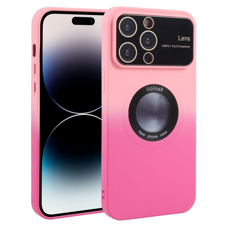 For iPhone 14 Pro Gradient Silicone Shockproof Magsafe Phone Case with Lens Film(Pink Rose) - iPhone 14 Pro Cases by PMC Jewellery | Online Shopping South Africa | PMC Jewellery