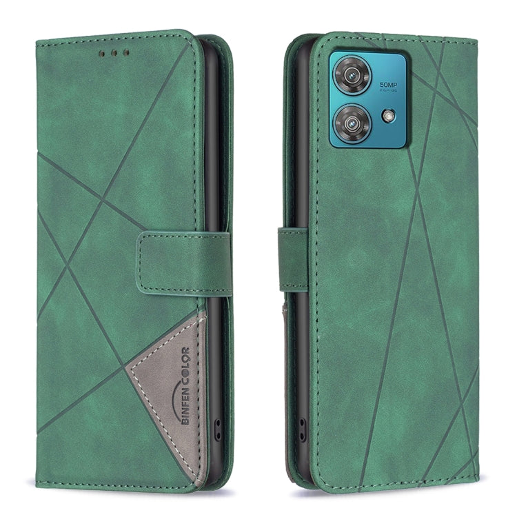 For Motorola Edge 40 Neo Magnetic Buckle Rhombus Texture Leather Phone Case(Green) - Motorola Cases by PMC Jewellery | Online Shopping South Africa | PMC Jewellery | Buy Now Pay Later Mobicred