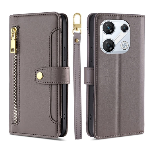 For Infinix GT 10 Pro 5G Sheep Texture Cross-body Zipper Wallet Leather Phone Case(Grey) - Infinix Cases by PMC Jewellery | Online Shopping South Africa | PMC Jewellery | Buy Now Pay Later Mobicred