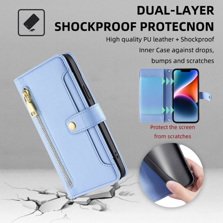 For Infinix Note 40 4G Sheep Texture Cross-body Zipper Wallet Leather Phone Case(Blue) - Infinix Cases by PMC TechLife | Online Shopping South Africa | PMC TechLife | Buy Now Pay Later Mobicred