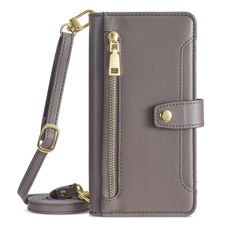 For Infinix Zero 40 4G Sheep Texture Cross-body Zipper Wallet Leather Phone Case(Grey) - Infinix Cases by PMC TechLife | Online Shopping South Africa | PMC TechLife | Buy Now Pay Later Mobicred