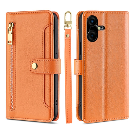 For Tecno Pova Neo 3 Sheep Texture Cross-body Zipper Wallet Leather Phone Case(Orange) - Tecno Cases by PMC Jewellery | Online Shopping South Africa | PMC Jewellery | Buy Now Pay Later Mobicred