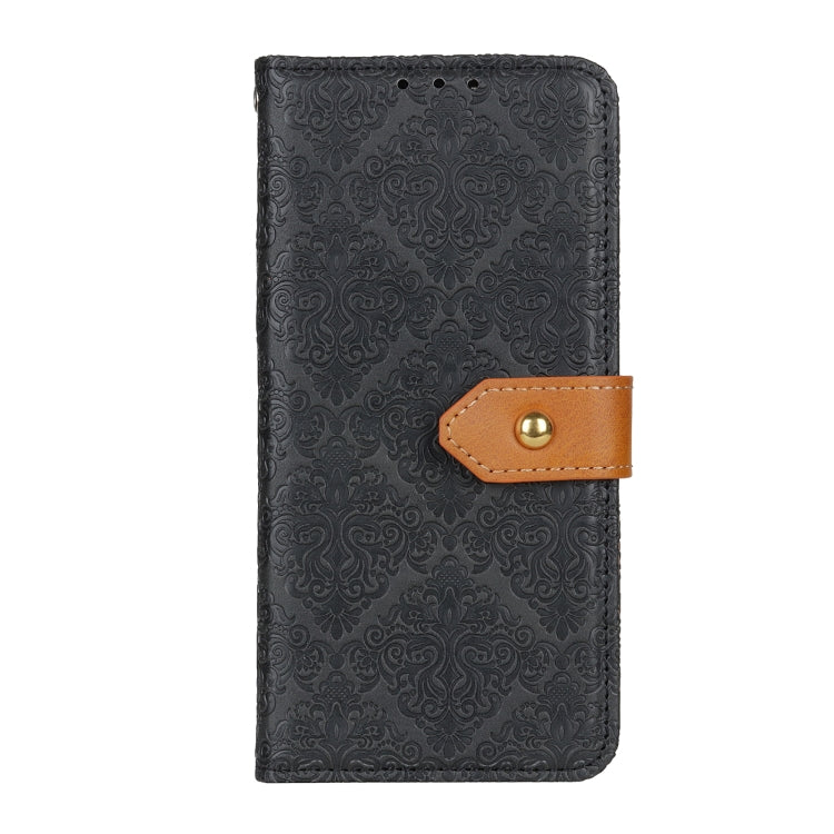 For iPhone 16 Plus European Floral Embossed Leather Phone Case(Black) - iPhone 16 Plus Cases by PMC Jewellery | Online Shopping South Africa | PMC Jewellery | Buy Now Pay Later Mobicred