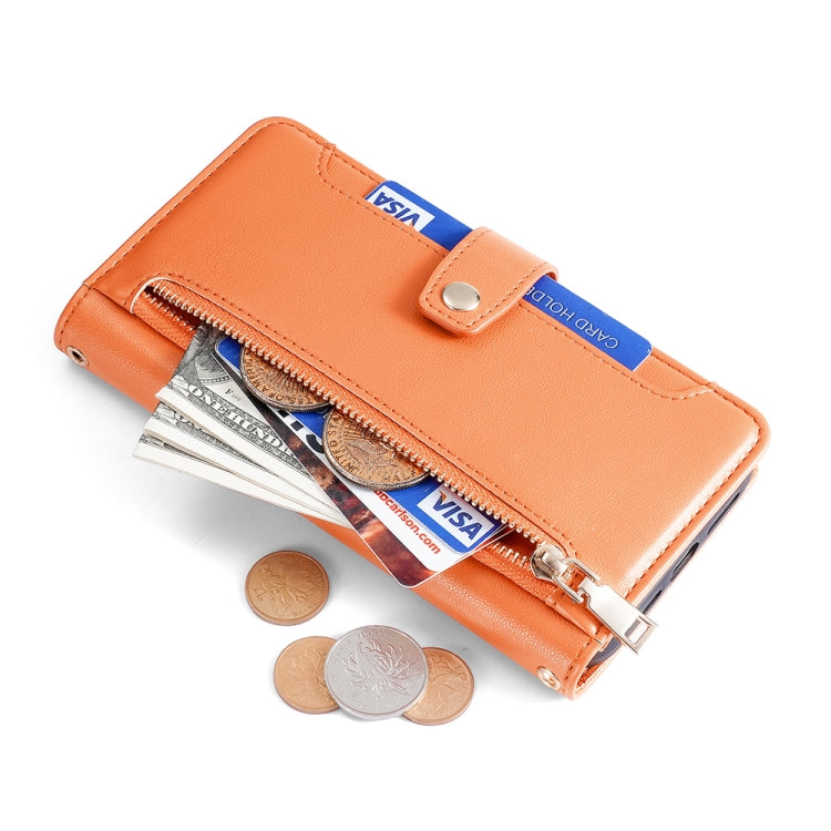 For Sharp Aquos R8 SH-52D Sheep Texture Cross-body Zipper Wallet Leather Phone Case(Orange) - More Brand by PMC TechLife | Online Shopping South Africa | PMC TechLife | Buy Now Pay Later Mobicred
