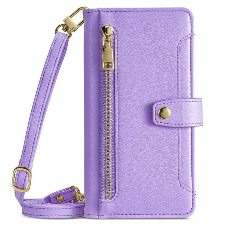 For Sharp Aquos R9 Sheep Texture Cross-body Zipper Wallet Leather Phone Case(Purple) - More Brand by PMC TechLife | Online Shopping South Africa | PMC TechLife | Buy Now Pay Later Mobicred