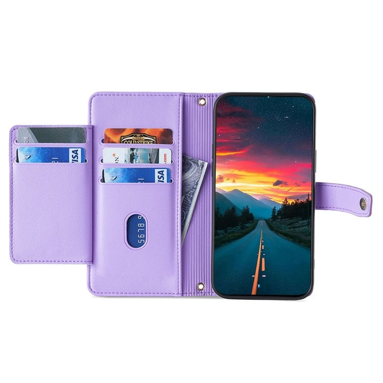 For Sharp Aquos R9 Sheep Texture Cross-body Zipper Wallet Leather Phone Case(Purple) - More Brand by PMC TechLife | Online Shopping South Africa | PMC TechLife | Buy Now Pay Later Mobicred