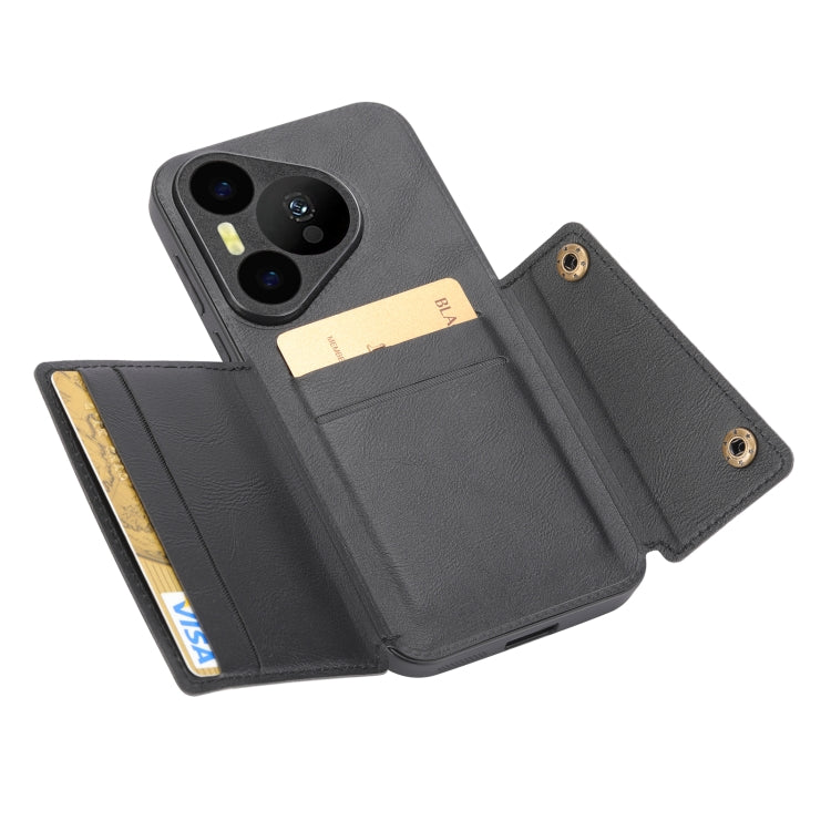 For Huawei Pura 70 Double Buckle Card Slots Magnetic Phone Case(Black) - Huawei Cases by PMC Jewellery | Online Shopping South Africa | PMC Jewellery | Buy Now Pay Later Mobicred