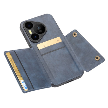 For Huawei Pura 70 Pro Double Buckle Card Slots Magnetic Phone Case(Blue) - Huawei Cases by PMC Jewellery | Online Shopping South Africa | PMC Jewellery | Buy Now Pay Later Mobicred