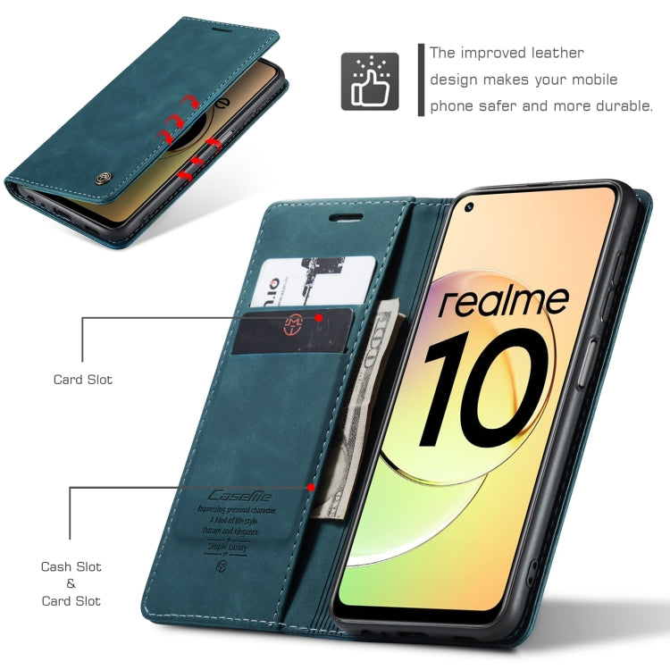 For Realme 10 4G CaseMe 013 Multifunctional Horizontal Flip Leather Phone Case(Blue) - Realme Cases by CaseMe | Online Shopping South Africa | PMC Jewellery | Buy Now Pay Later Mobicred