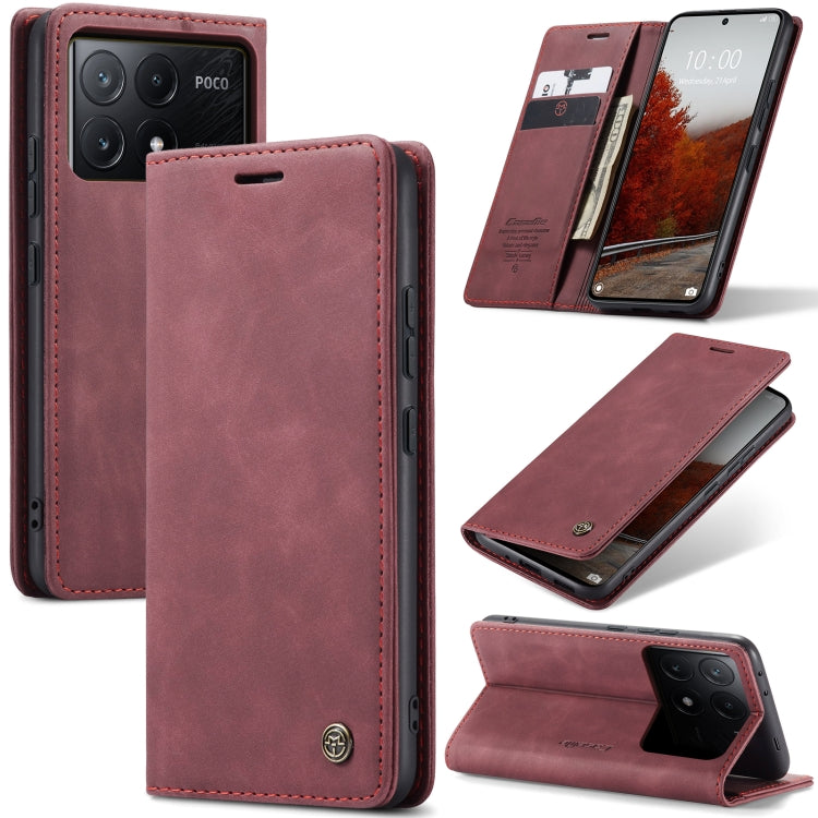 For Xiaomi Redmi K70E 5G CaseMe 013 Multifunctional Horizontal Flip Leather Phone Case(Wine Red) - K70E Cases by CaseMe | Online Shopping South Africa | PMC Jewellery | Buy Now Pay Later Mobicred