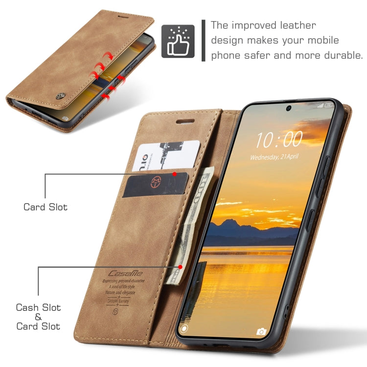 For Xiaomi Redmi K70E 5G CaseMe 013 Multifunctional Horizontal Flip Leather Phone Case(Brown) - K70E Cases by CaseMe | Online Shopping South Africa | PMC Jewellery | Buy Now Pay Later Mobicred