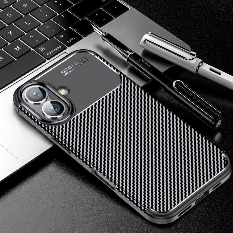 For iPhone 16 Plus Carbon Fiber Texture Shockproof TPU Phone Case(Black) - iPhone 16 Plus Cases by PMC TechLife | Online Shopping South Africa | PMC TechLife | Buy Now Pay Later Mobicred