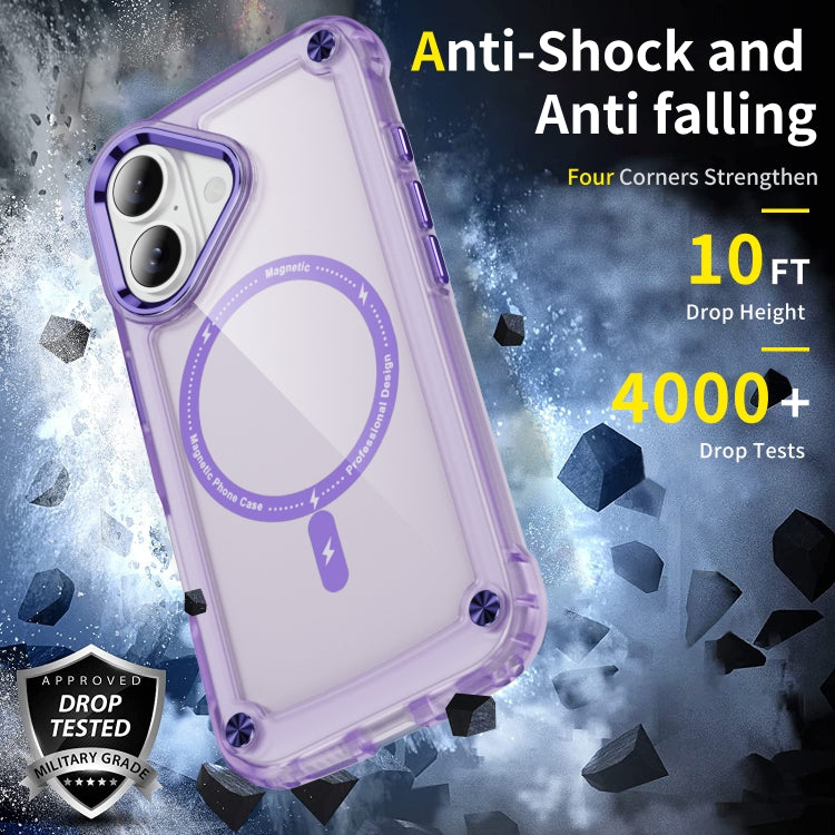 For iPhone 16 Plus Skin Feel TPU + PC MagSafe Magnetic Phone Case(Transparent Purple) - iPhone 16 Plus Cases by PMC Jewellery | Online Shopping South Africa | PMC Jewellery | Buy Now Pay Later Mobicred