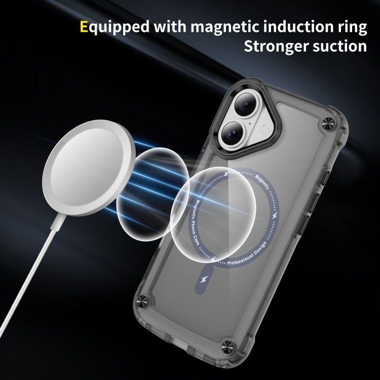 For iPhone 16 Skin Feel TPU + PC MagSafe Magnetic Phone Case(Transparent Black) - iPhone 16 Cases by PMC Jewellery | Online Shopping South Africa | PMC Jewellery | Buy Now Pay Later Mobicred