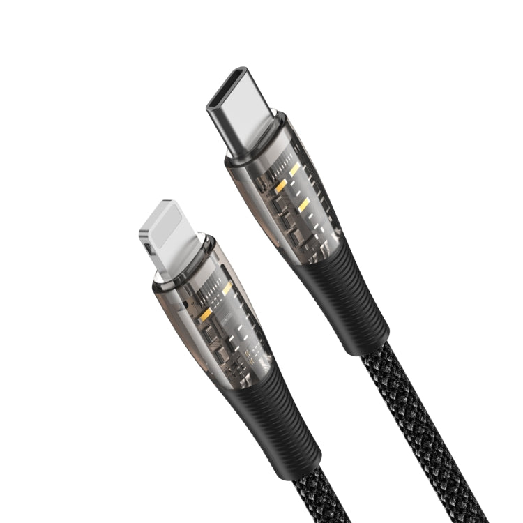 DUZZONA  A5 PD 20W USB-C/Type-C to 8 Pin Transparent Fast Charging Data Cable, Length: 1m(Black) - 2 in 1 Cable by DUZZONA | Online Shopping South Africa | PMC Jewellery | Buy Now Pay Later Mobicred