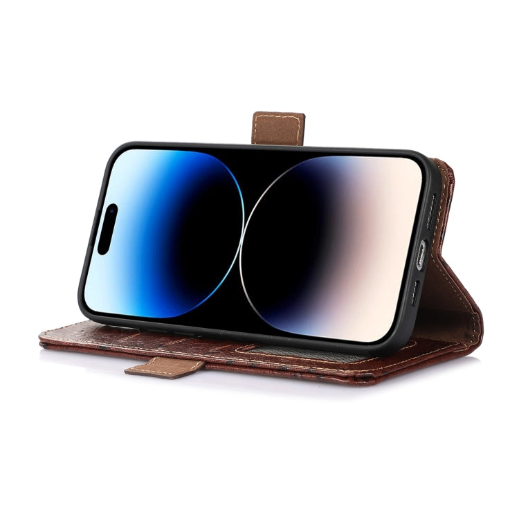 For OnePlus 12 Ostrich Pattern Genuine Leather RFID Phone Case(Coffee) - OnePlus Cases by PMC TechLife | Online Shopping South Africa | PMC TechLife | Buy Now Pay Later Mobicred