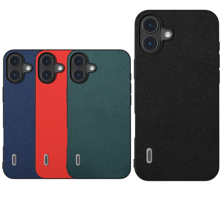 For iPhone 16 Plus ABEEL Genuine Leather Luolai Series Phone Case(Dark Blue) - iPhone 16 Plus Cases by PMC Jewellery | Online Shopping South Africa | PMC Jewellery | Buy Now Pay Later Mobicred