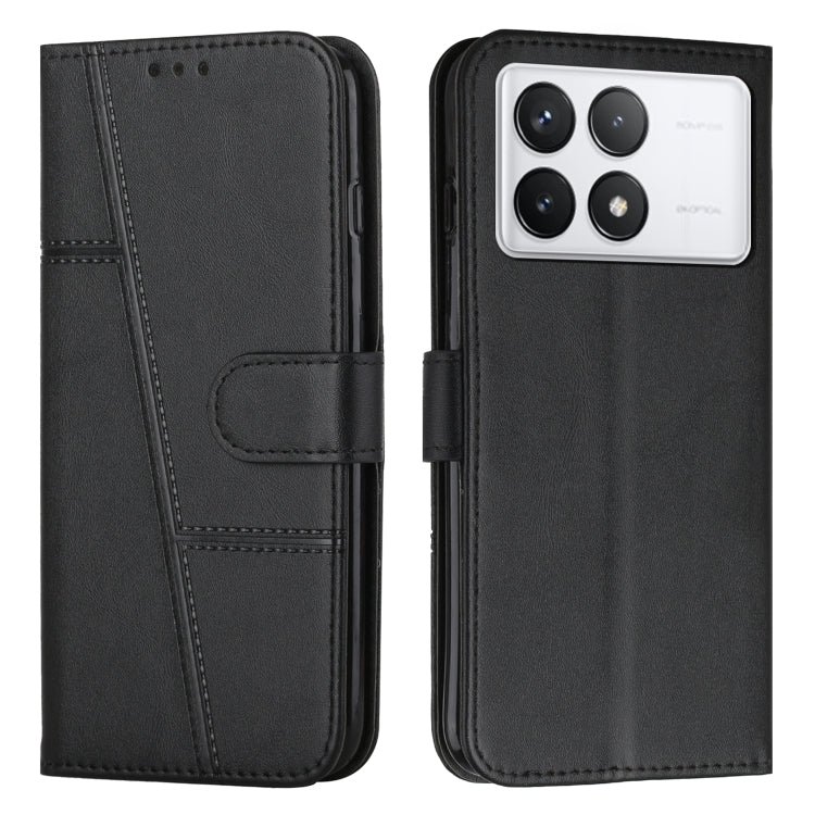 For Xiaomi Redmi K70E Stitching Calf Texture Buckle Leather Phone Case(Black) - K70E Cases by PMC Jewellery | Online Shopping South Africa | PMC Jewellery | Buy Now Pay Later Mobicred