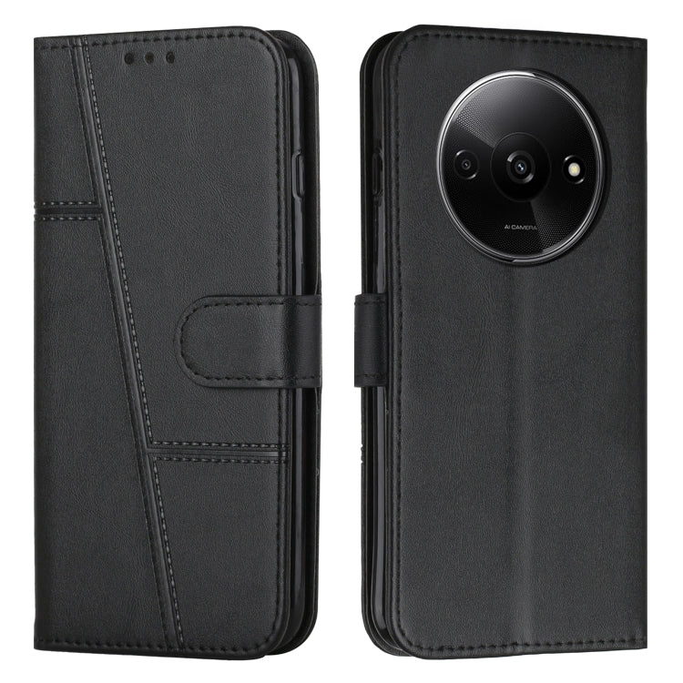 For Xiaomi Redmi A3 Stitching Calf Texture Buckle Leather Phone Case(Black) - Xiaomi Cases by PMC TechLife | Online Shopping South Africa | PMC TechLife | Buy Now Pay Later Mobicred