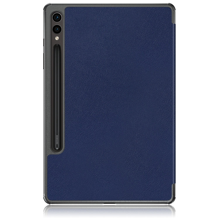 For Samsung Galaxy Tab S9+ Custer Pure Color 3-Fold Holder Smart Leather Tablet Case(Dark Blue) - Galaxy Tab S9+ Cases by PMC Jewellery | Online Shopping South Africa | PMC Jewellery | Buy Now Pay Later Mobicred