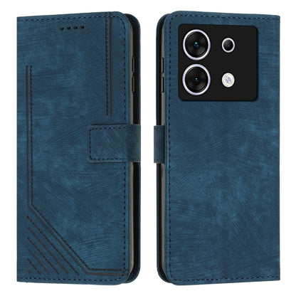 For Infinix Zero 30 5G Skin Feel Stripe Pattern Leather Phone Case with Lanyard(Blue) - Infinix Cases by PMC Jewellery | Online Shopping South Africa | PMC Jewellery | Buy Now Pay Later Mobicred